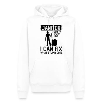 Hausmeister Kann Reparieren, Was Dumme Reinigung - Männer Premium Bio Hoodie - Weiß - Vorne - Nico (187cm)