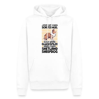 Mein Shetland Sheepdog ist mein Schutzengel - Männer Premium Bio Hoodie - Weiß - Vorne - Nico (187cm)