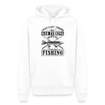Garfishing - Ich denke nicht immer an Garfishing - Männer Premium Bio Hoodie - Weiß - Vorne - Nico (187cm)