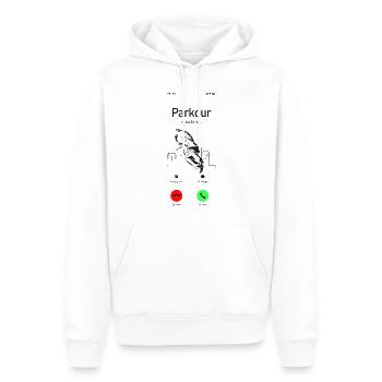 Parkour Free Running Traceur Téléphone - Sweat à capuche Premium bio Homme - blanc - Devant - Nico (187cm)