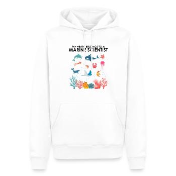 Le cœur appartient au scientifique marin Biologiste marin - Sweat à capuche Premium bio Homme - blanc - Devant - Nico (187cm)