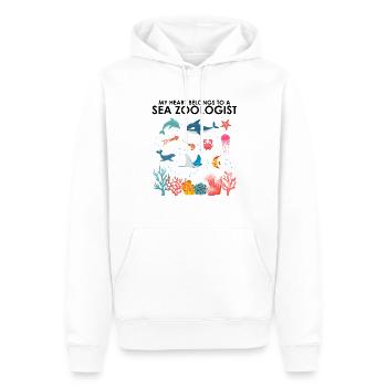 Le cœur appartient au zoologiste marin Biologie marine Mer - Sweat à capuche Premium bio Homme - blanc - Devant - Nico (187cm)