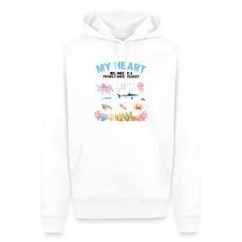 Le cœur appartient au biologiste marin Biologie marine mer - Sweat à capuche Premium bio Homme - blanc - Devant - Nico (187cm)