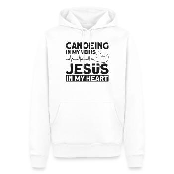 Canoë Canoë Jésus Foi Vintage - Sweat à capuche Premium bio Homme - blanc - Devant - Nico (187cm)