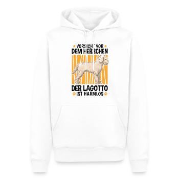 Vorsicht Lagotto Romagnolo Herrchen Wasserhund - Männer Premium Bio Hoodie - Weiß - Vorne - Nico (187cm)
