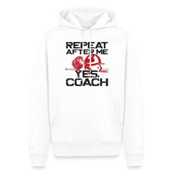 Entraîneur de fans de baseball Vintage Repeat - Sweat à capuche Premium bio Homme - blanc - Devant - Nico (187cm)