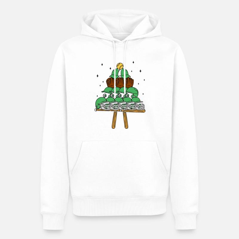 Baseball Fan Christmas Tree - Männer Premium Bio Hoodie - Weiß