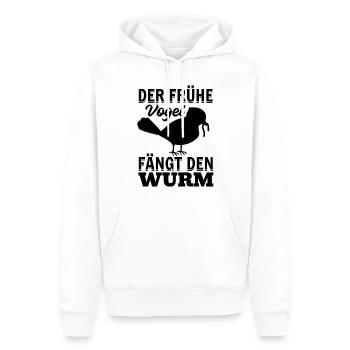 Der Frühe Vogel Fängt Den Wurm - Frühaufsteher - Männer Premium Bio Hoodie - Weiß - Vorne - Nico (187cm)
