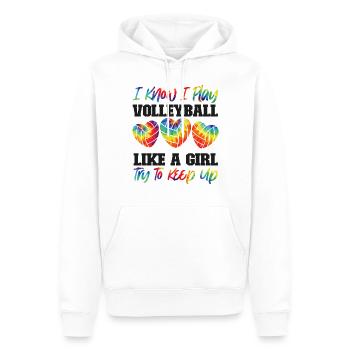 Joueuse de volleyball Team Girl Tie - Sweat à capuche Premium bio Homme - blanc - Devant - Nico (187cm)