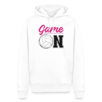 Jeu d’équipe de joueur de volleyball sur - Sweat à capuche Premium bio Homme - blanc - Devant - Nico (187cm)