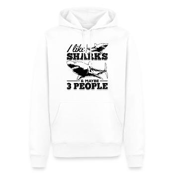 Ich mag Haie & vielleicht 3 Leute Sharkfish Great - Männer Premium Bio Hoodie - Weiß - Vorne - Nico (187cm)