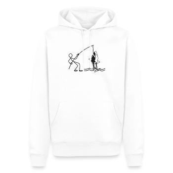 Fisherman Shark Fishing Stick Figure Funny - Men’s Premium Organic Hoodie - white - Front - Nico (187cm)