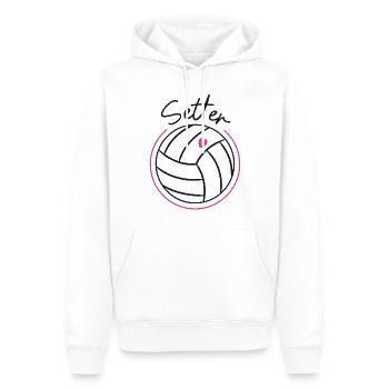 Joueur de volleyball Team Setter - Sweat à capuche Premium bio Homme - blanc - Devant - Nico (187cm)