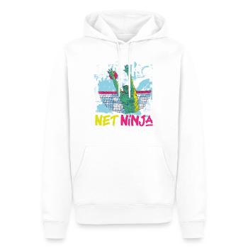 Joueur de volleyball Équipe Ninja 80s - Sweat à capuche Premium bio Homme - blanc - Devant - Nico (187cm)