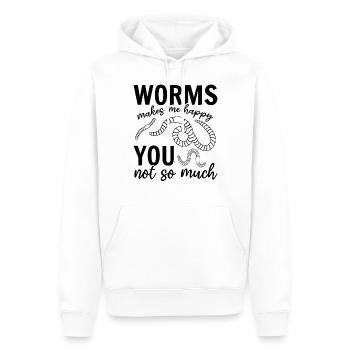 Worms me rend heureux vous pas tellement - - Sweat à capuche Premium bio Homme - blanc - Devant - Nico (187cm)