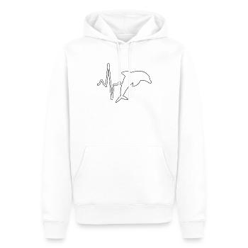 Delfin Herzschlag - Männer Premium Bio Hoodie - Weiß - Vorne - Nico (187cm)
