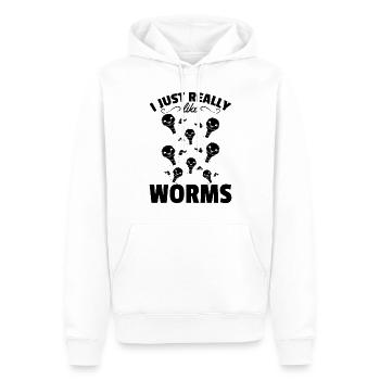 I like Worms Compost Worm Lover Happy Worm - Men’s Premium Organic Hoodie - white - Front - Nico (187cm)