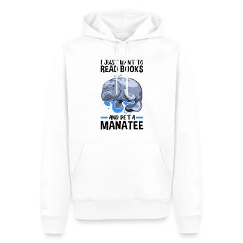 Lire des livres et caresser des mammifères marins lamantins - Sweat à capuche Premium bio Homme - blanc - Devant - Nico (187cm)