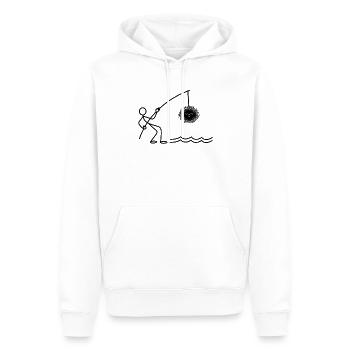 Fishing Sea Urchin Stick figures Fishermen Fishing - Men’s Premium Organic Hoodie - white - Front - Nico (187cm)