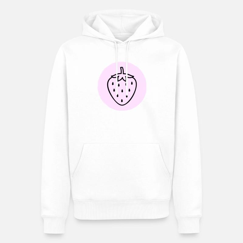Erdbeere - Männer Premium Bio Hoodie - Weiß