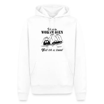 Ich ziehe Wohnwagen - Männer Premium Bio Hoodie - Weiß - Vorne - Nico (187cm)