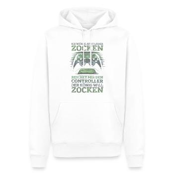 Der König will zocken Gamer Spruch mit Controller - Männer Premium Bio Hoodie - Weiß - Vorne - Nico (187cm)