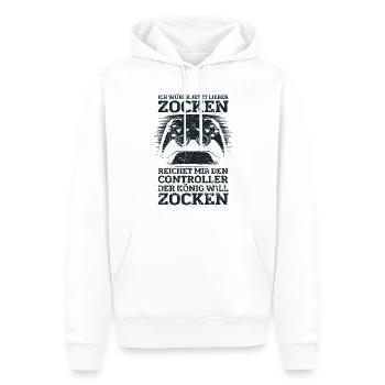 Der König will zocken Gamer Spruch mit Controller - Männer Premium Bio Hoodie - Weiß - Vorne - Nico (187cm)