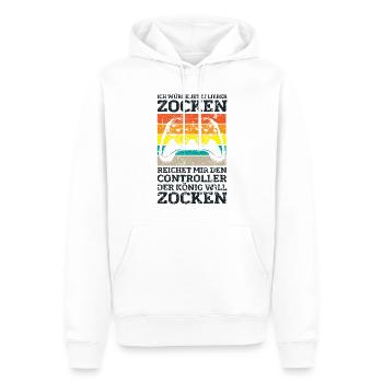 Der König will zocken Gamer Spruch mit Controller - Männer Premium Bio Hoodie - Weiß - Vorne - Nico (187cm)