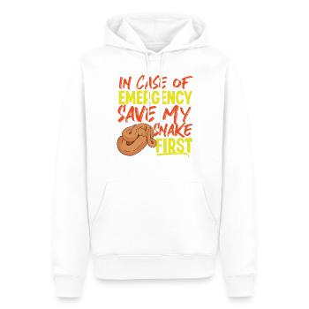 Snake Serpent In Case Of Emergency - Men’s Premium Organic Hoodie - white - Front - Nico (187cm)