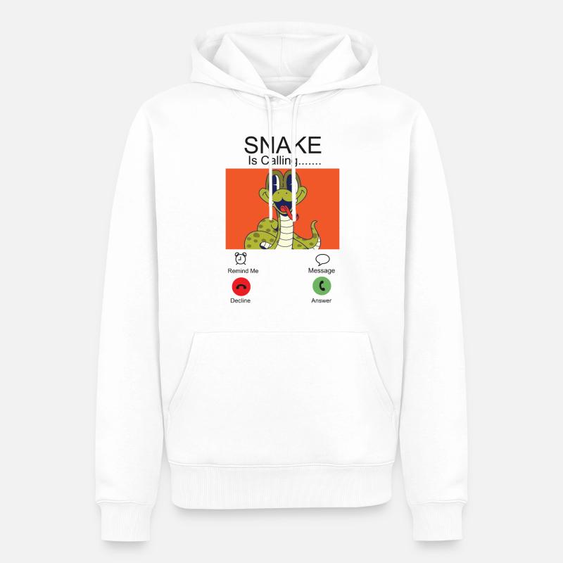 Serpent Serpent Téléphone Affichage Serpent - Sweat à capuche Premium bio Homme - blanc