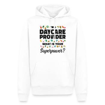 Fournisseur de services de garde d’enfants Enseignant - Sweat à capuche Premium bio Homme - blanc - Devant - Nico (187cm)