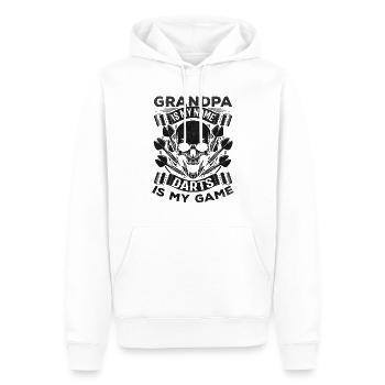 Grand-père est mon nom Darts est mon jeu Joueur de fléchettes - Sweat à capuche Premium bio Homme - blanc - Devant - Nico (187cm)