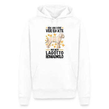 Verrückte mit dem Lagotto Romagnolo Wasserhund - Männer Premium Bio Hoodie - Weiß - Vorne - Nico (187cm)