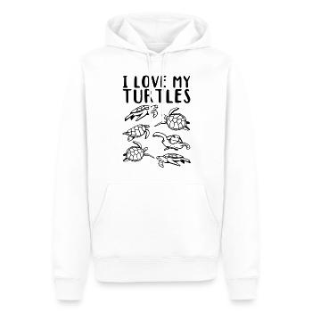 J’aime mes tortues Nager Les amoureux des tortues - Sweat à capuche Premium bio Homme - blanc - Devant - Nico (187cm)