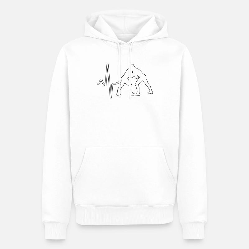 Battement de cœur de lutte - Sweat à capuche Premium bio Homme - blanc