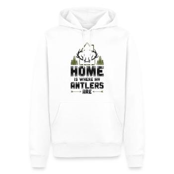 Buck Deer Hunting Hunter Vintage - Sweat à capuche Premium bio Homme - blanc - Devant - Nico (187cm)