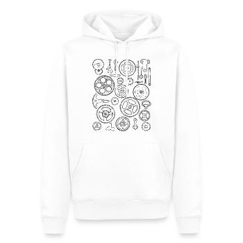 Pièces de montre Pièces de montre Engrenage Mécanisme Mouvement - Sweat à capuche Premium bio Homme - blanc - Devant - Nico (187cm)