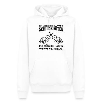 Ein Leben ohne Schildkröten ist möglich aber - Männer Premium Bio Hoodie - Weiß - Vorne - Nico (187cm)