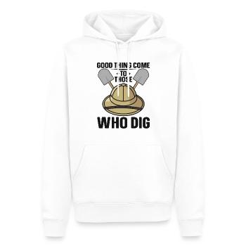 Bonnes choses creuser archéologue-artefact-archéologie - Sweat à capuche Premium bio Homme - blanc - Devant - Nico (187cm)