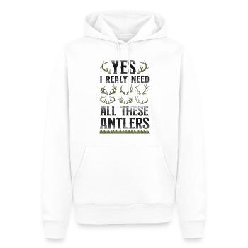Buck Deer Hunting Hunter Vintage - Sweat à capuche Premium bio Homme - blanc - Devant - Nico (187cm)