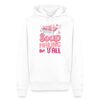 Fabrication de savon Artisanat Fabrication de savon - Sweat à capuche Premium bio Homme - blanc - Devant - Nico (187cm)
