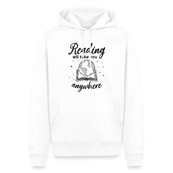 La lecture vous emmènera n’importe où - Lire des livres Livre - Sweat à capuche Premium bio Homme - blanc - Devant - Nico (187cm)