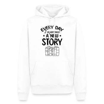 Every Day I Experience A New Story - Bookworm Book - Männer Premium Bio Hoodie - Weiß - Vorne - Nico (187cm)