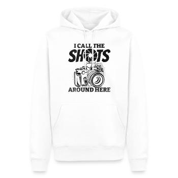 Fotografie Ich nenne hier das Sagen Lustiger - Männer Premium Bio Hoodie - Weiß - Vorne - Nico (187cm)