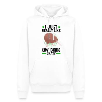 Ich mag halt Kiwi Vogel Schnepfenstrauß - Männer Premium Bio Hoodie - Weiß - Vorne - Nico (187cm)