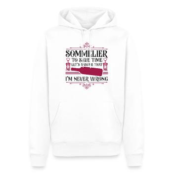 Dégustation de vin de sommelier - Sweat à capuche Premium bio Homme - blanc - Devant - Nico (187cm)