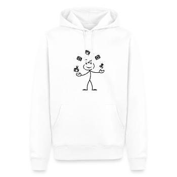 Photographie Caméra Photo Stick Figure Photographe - Sweat à capuche Premium bio Homme - blanc - Devant - Nico (187cm)