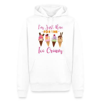 Cornet de crème glacée pour lequel je suis juste là - Sweat à capuche Premium bio Homme - blanc - Devant - Nico (187cm)
