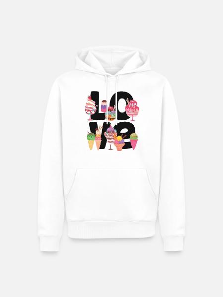 Ice Cream Cone Popsicle Love - Men’s Premium Organic Hoodie - white