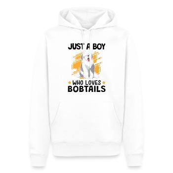 Garçon le Bobtail aime Le vieux berger anglais - Sweat à capuche Premium bio Homme - blanc - Devant - Nico (187cm)